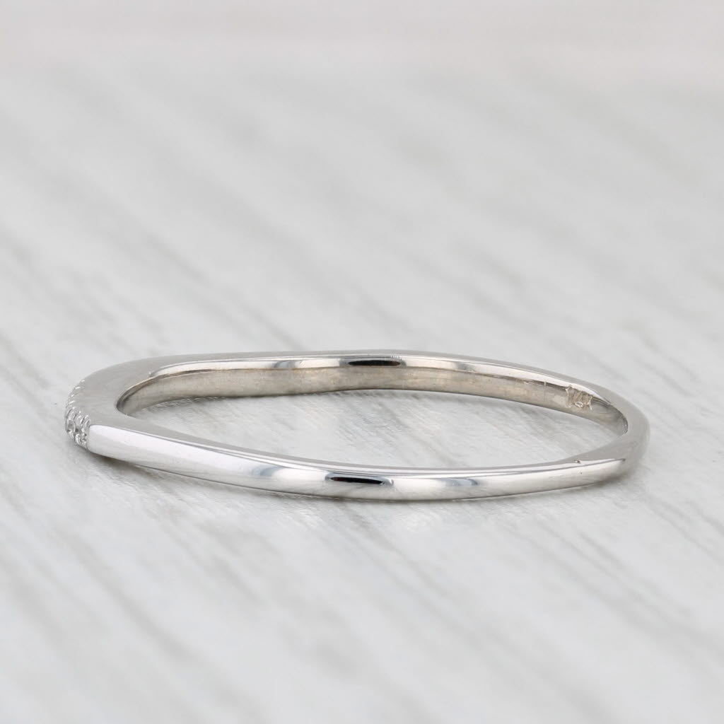 Light Gray Diamond Stackable Ring 14k White Gold Wedding Band Size 9