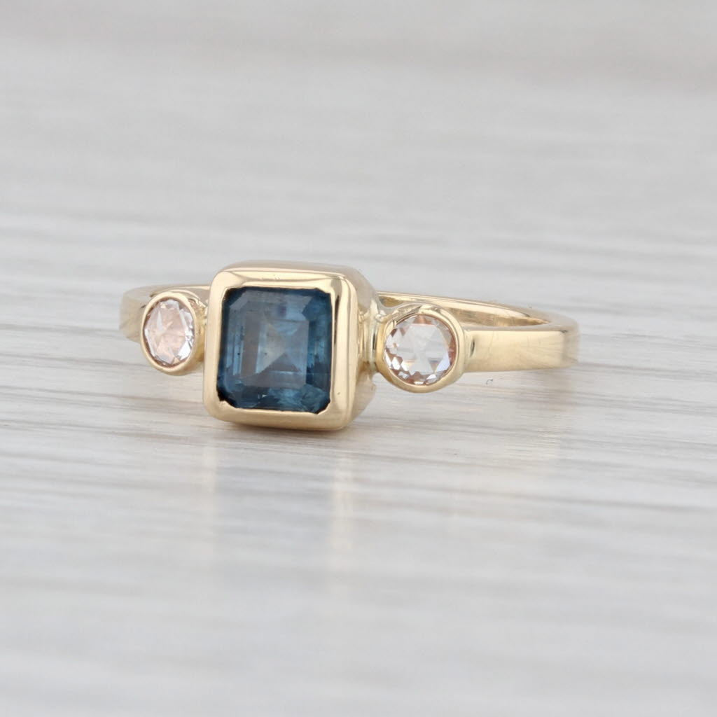 1ctw Blue Sapphire Diamond Ring 14k Yellow Gold Size 5.5