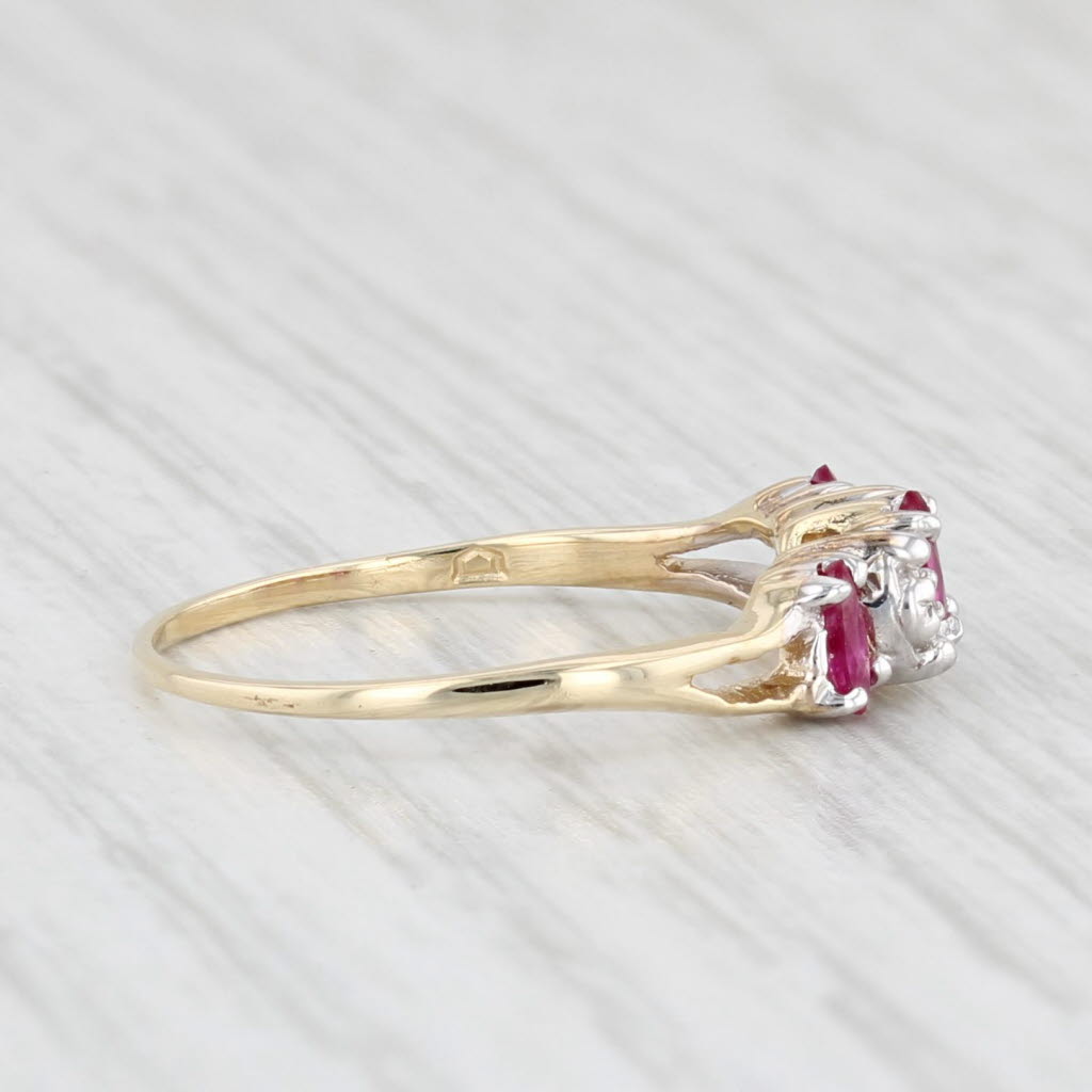 Light Gray 0.30ctw Marquise Ruby 3-Stone Ring 10k Yellow Gold Size 5.25 Diamond Accents