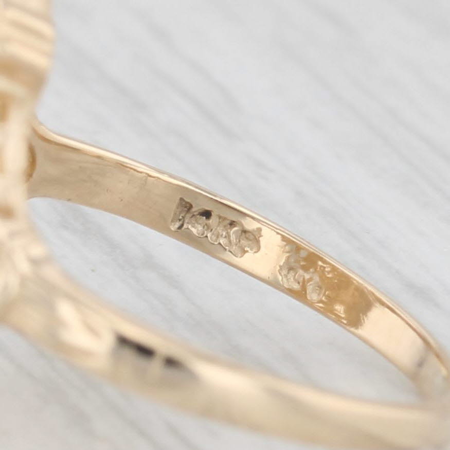 Light Gray Vintage Diamond Ornate Ring 14k Yellow Gold Size 4.5