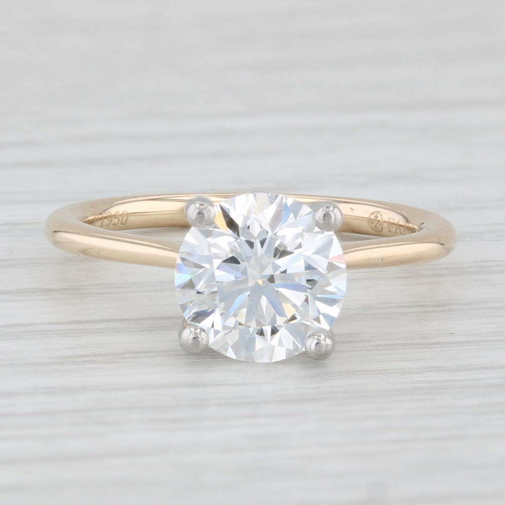 Light Gray 2.14ct Lab Created Diamond Solitaire Ring 14k Yellow Gold Size 6.5 GIA VVS2 G