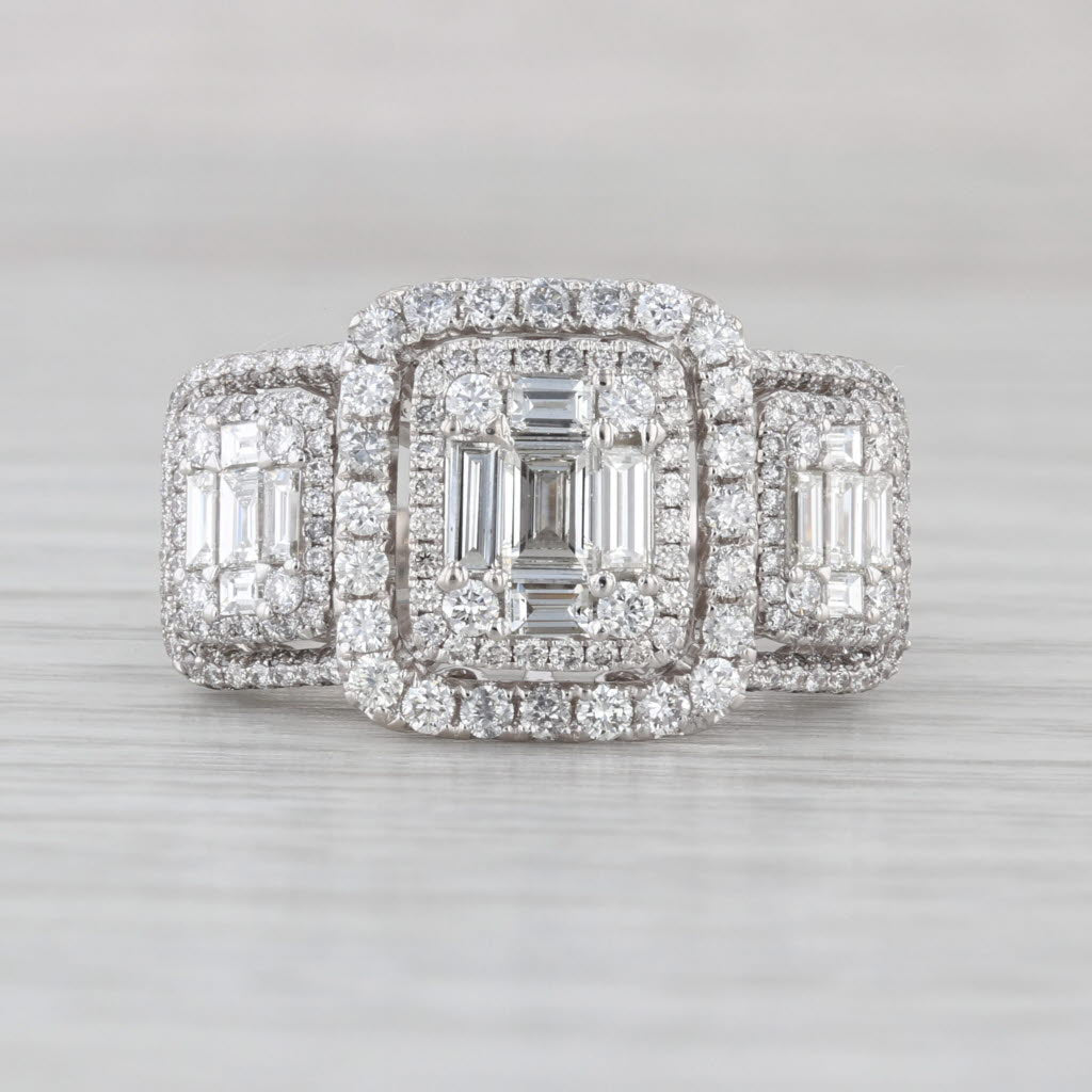 3.53ctw Diamond Halo Ring 18k White Gold Size 7 Engagement Cocktail