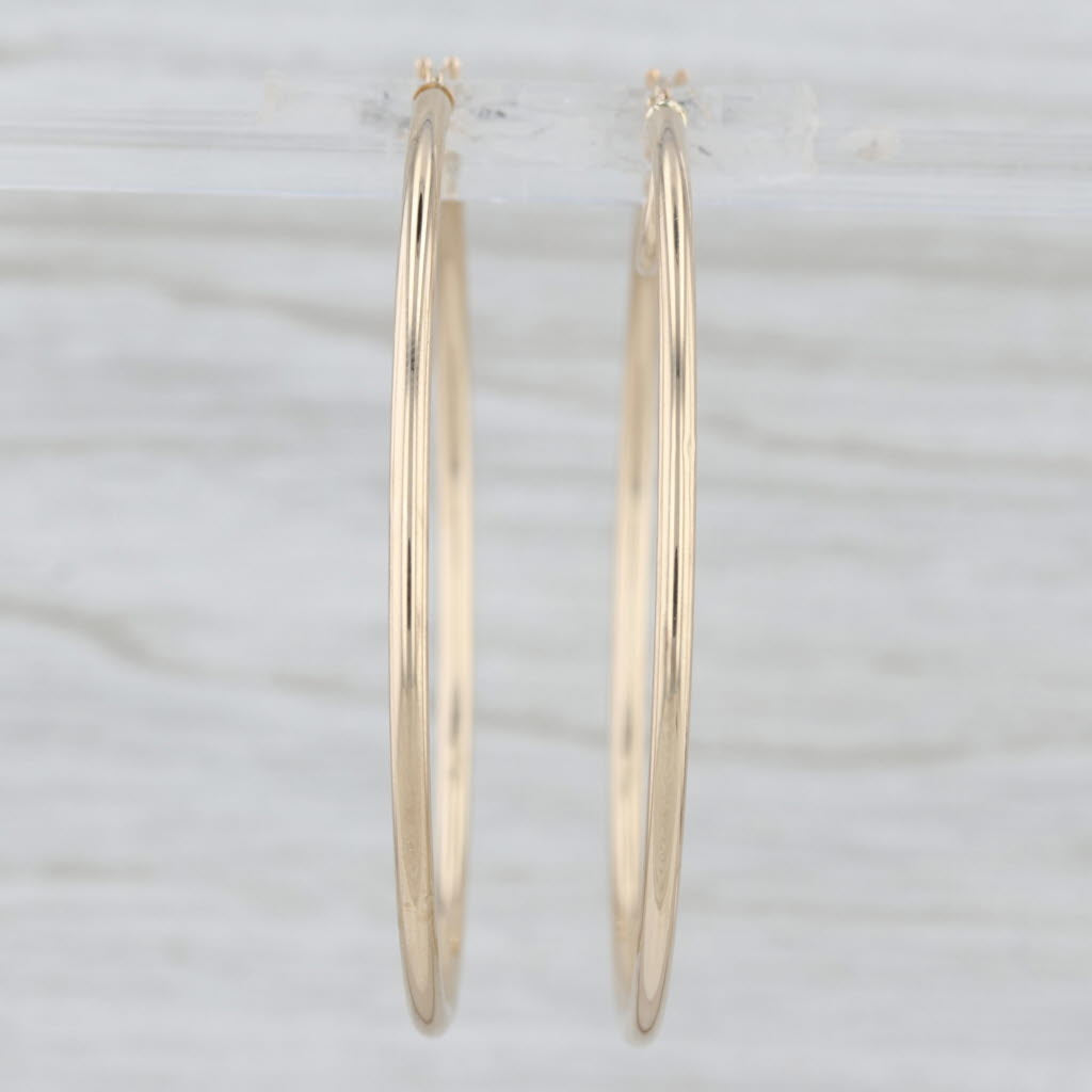 Round Hoop Earrings 10k Yellow Gold Snap Top Post Hoops 46 x 1.8 mm