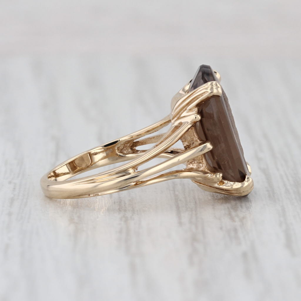 5.20ct Smoky Quartz Oval Solitaire Ring 10k Yellow Gold Size 5.25
