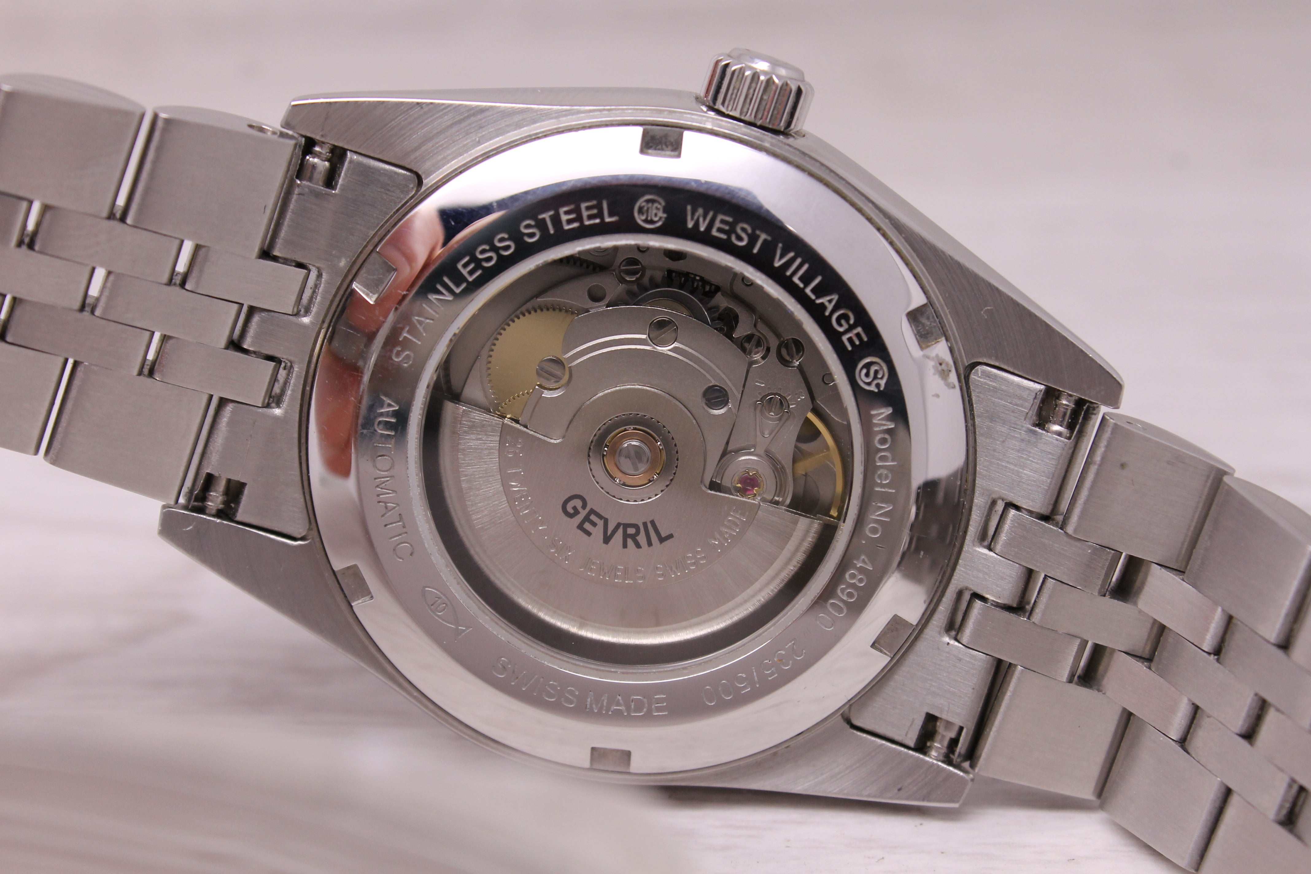 Gevril West Village Mens 40mm Steel Automatic Watch w/ Box Blue Dial 48900