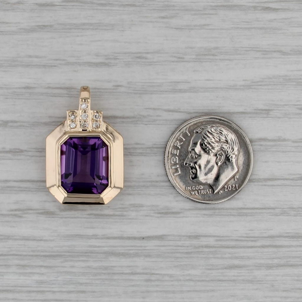 5.71ctw Amethyst Diamond Pendant 14k Yellow Gold Enhancer Clip Bail