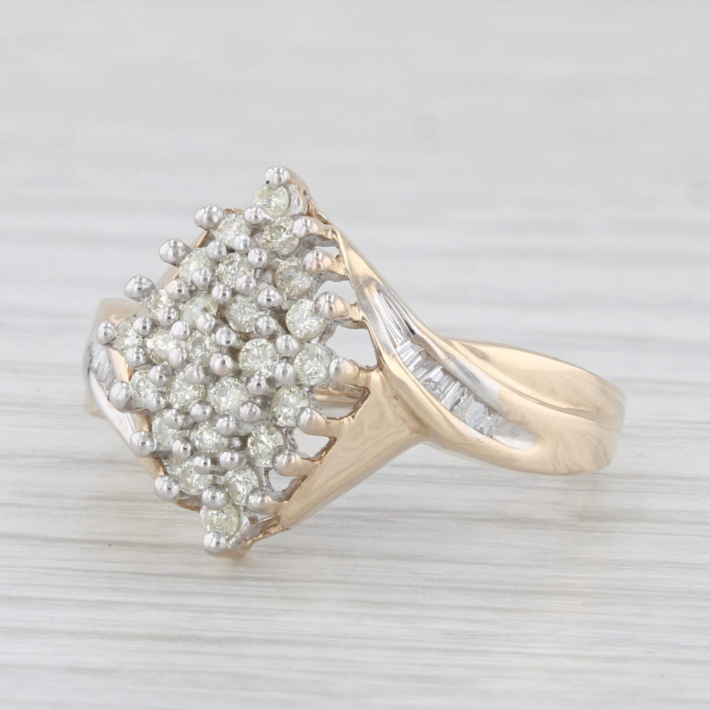 Light Gray 0.43ctw Diamond Cluster Ring 10k Yellow Gold Size 7.5