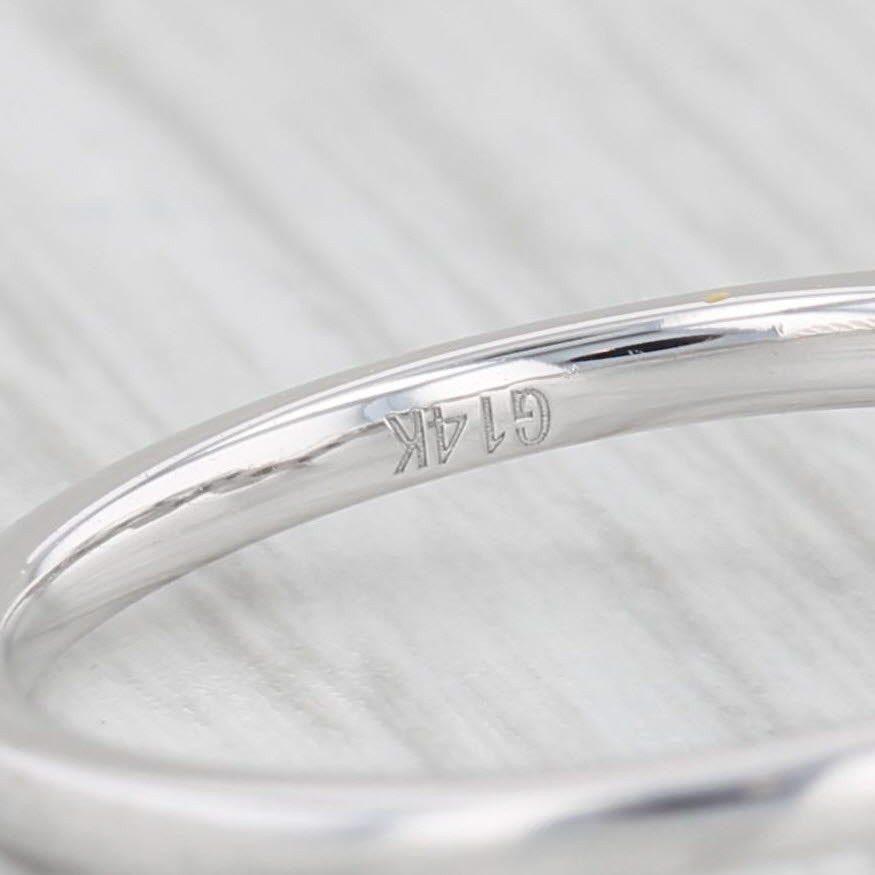 Light Gray New Lab Created Diamond Ring Guard 14k White Gold Sz 6.25 Contoured Wedding Band