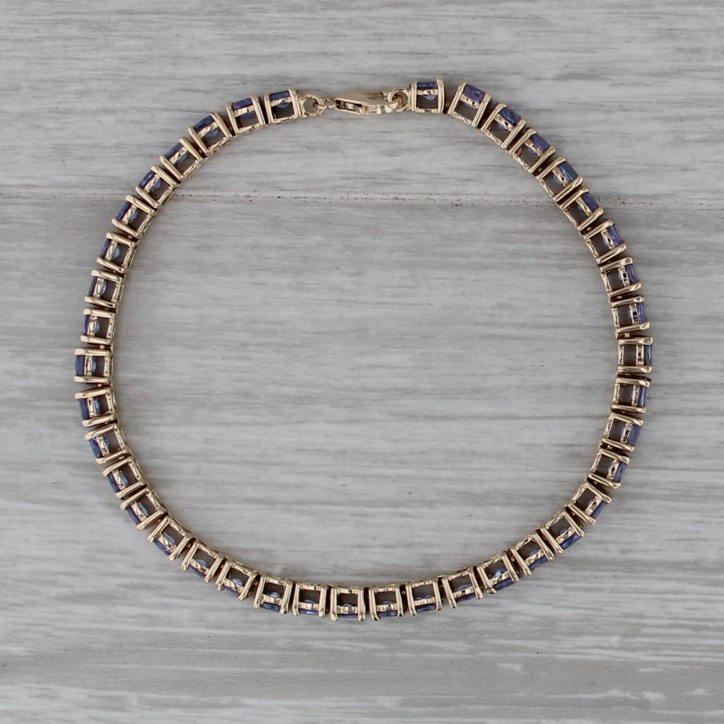 7.95ctw Tanzanite Tennis Bracelet 10k Yellow Gold 7.25" 3.8mm COA Tomas Rae