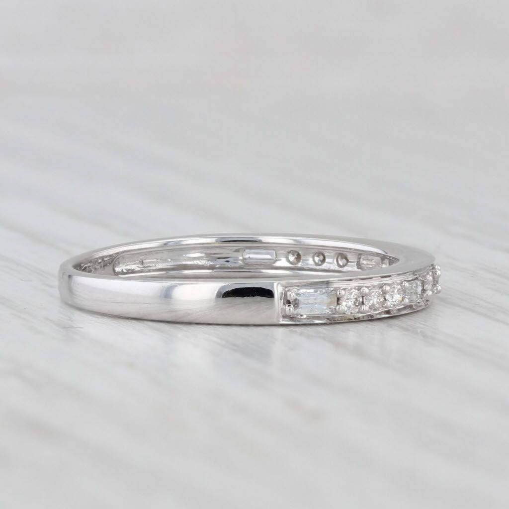 Light Gray 0.37ctw Diamond Wedding Band 14k White Gold Stackable Anniversary Ring Size 7
