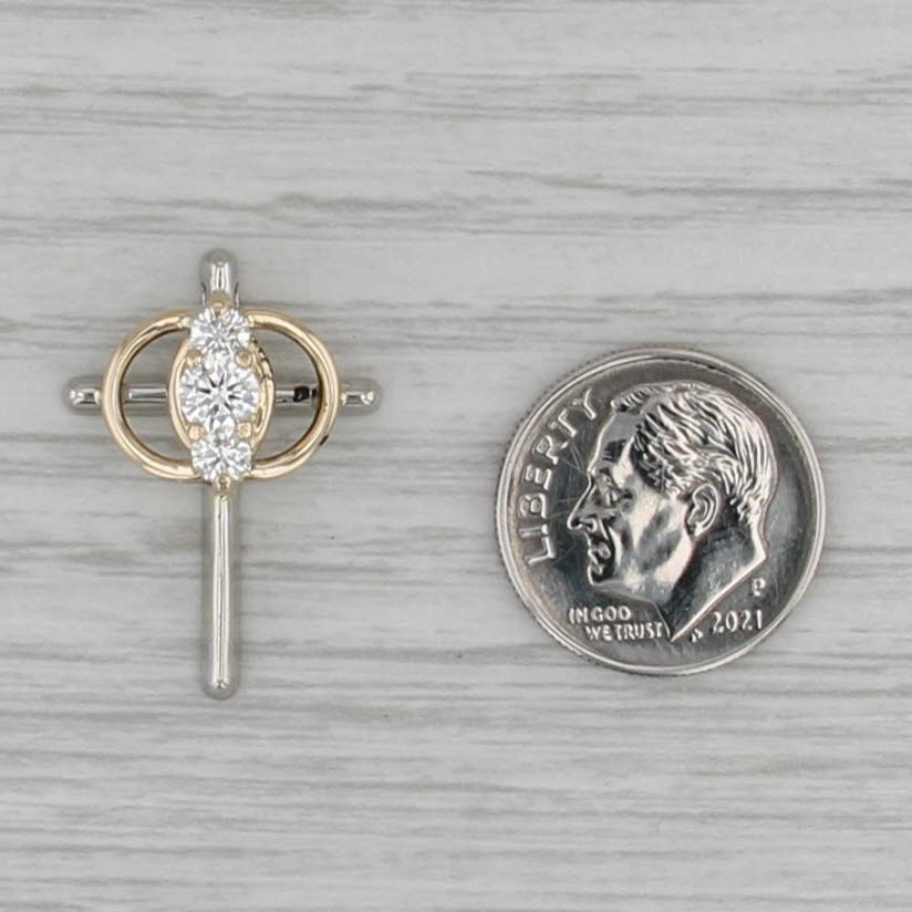 0.50ctw Diamond Cross Interlocking Rings Pendant 14k Gold Christian Marriage