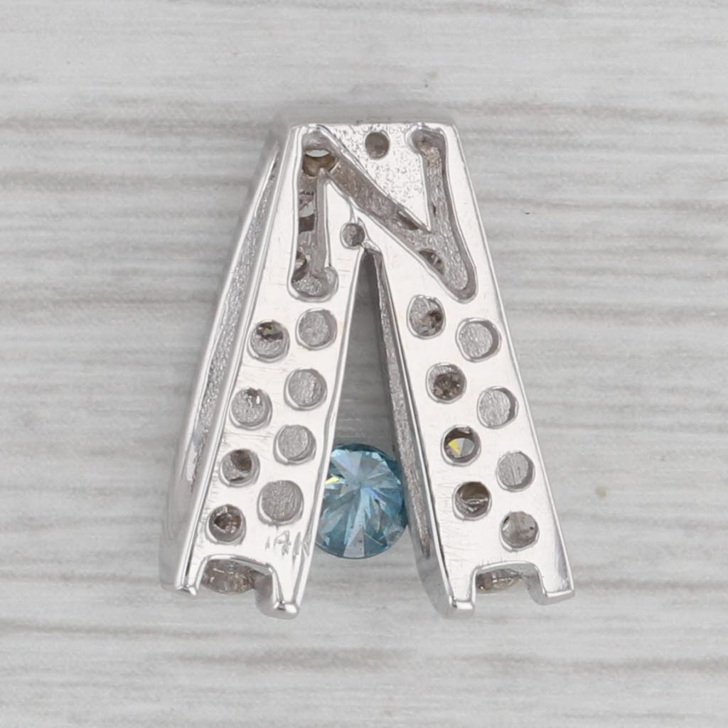 Gray 0.70ctw Blue White Diamond Slide Pendant 14k White Gold