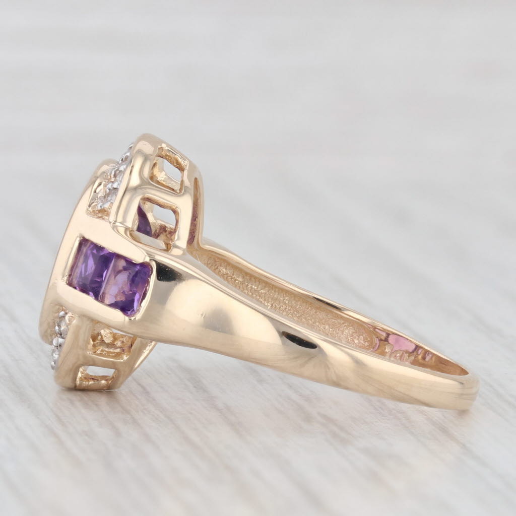 Light Gray 2.95ctw Oval Amethyst Diamond Halo Ring 14k Yellow Gold Size 7.75
