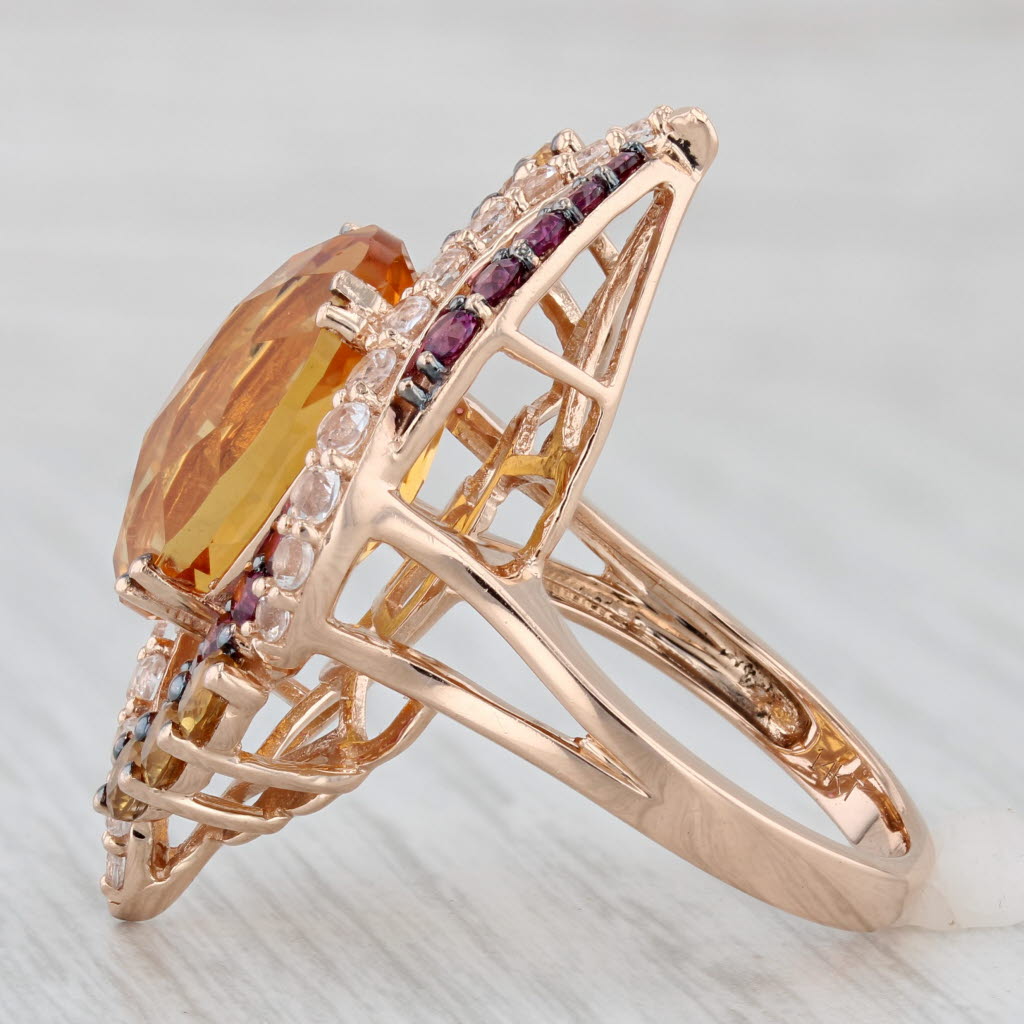Gray Le Vian Crazy 9.32ctw Gemstone Cocktail Ring 14k Rose Gold Citrine Garnet Topaz