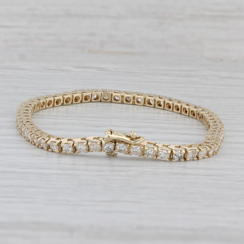 Gray 3ctw Diamond Tennis Bracelet 14k Yellow Gold 6.5" 2.8mm