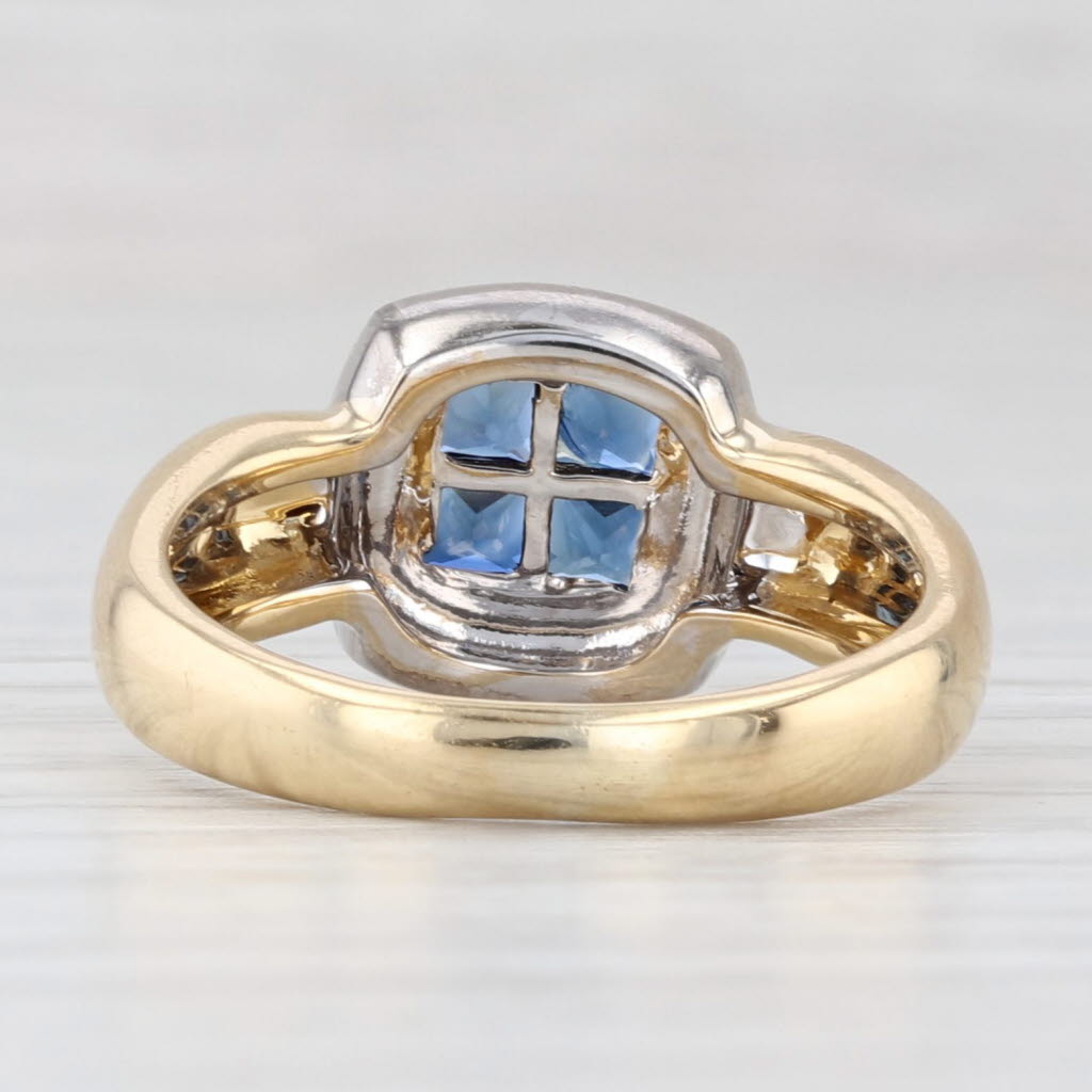 Light Gray 0.58ctw Blue Sapphire Ring 18k White Yellow Gold Size 6.5