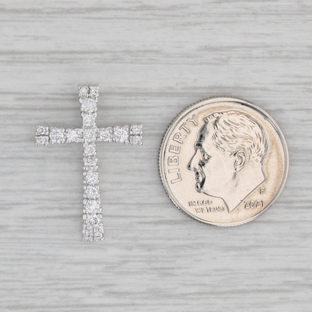 Gray 0.25ctw Diamond Cross Pendant 14k White Gold Religious Jewelry