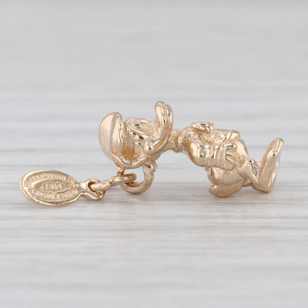 Disney Donald Duck Cartoon Pendant 14k Yellow Gold 3D Souvenir Charm