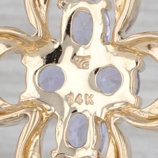 1.64ctw Tanzanite Diamond Flower Dangle Earrings 14k Yellow Gold Drops