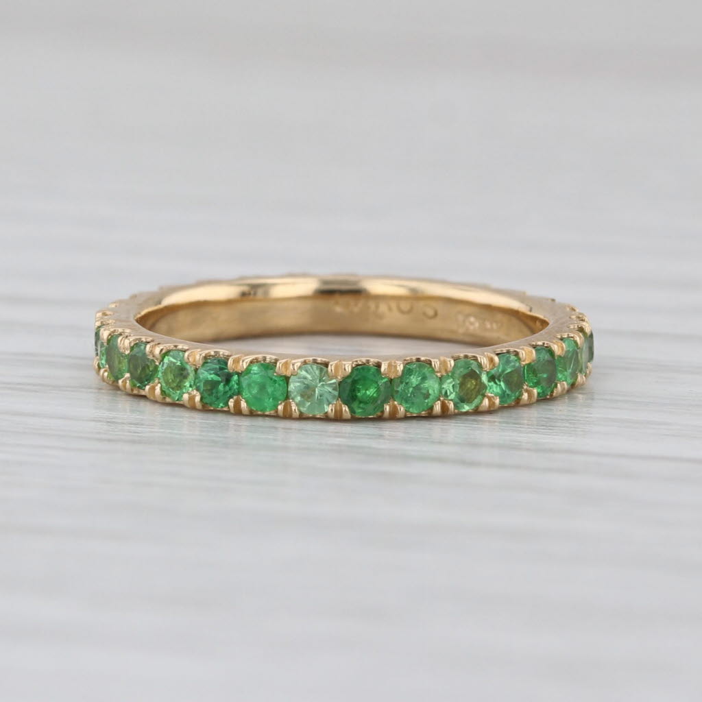 0.90ctw Tsavorite Green Garnet Eternity Ring 18k Yellow Gold Sz 5 Stackable Band