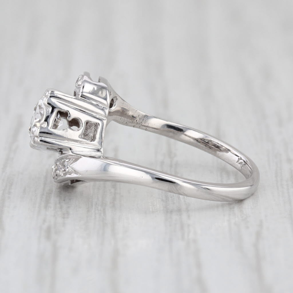 Vintage 1.05ctw Diamond Bypass Ring 14k White Gold Size 6.25 Anniversary