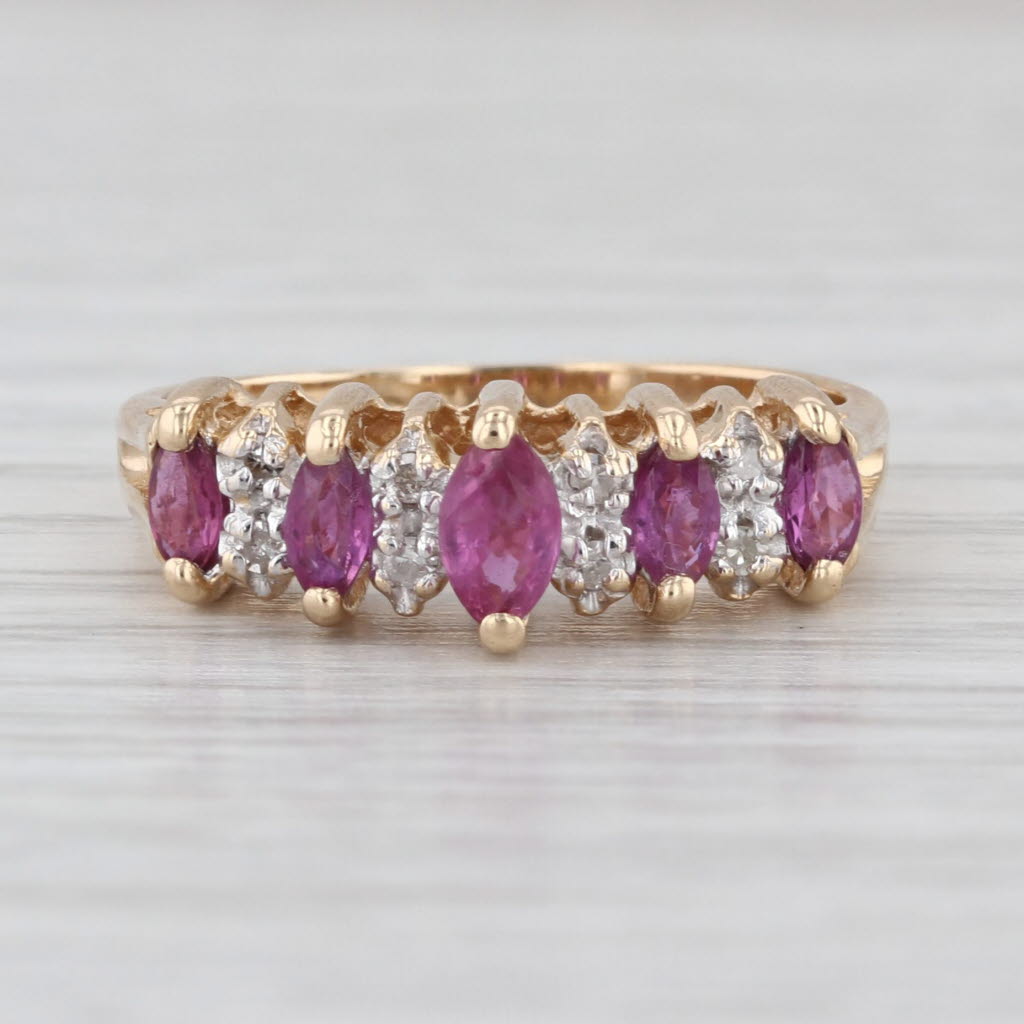 0.70ctw Tiered Ruby Diamond Pyramid Ring 14k Yellow Gold Size 6.25 Stackable