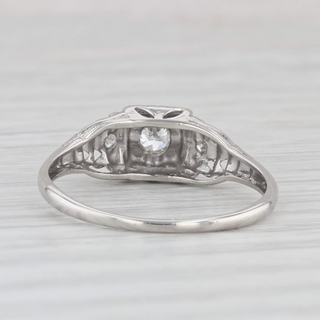 Light Gray Art Deco 0.18ctw Diamond Engagement Ring Platinum Old European Cut