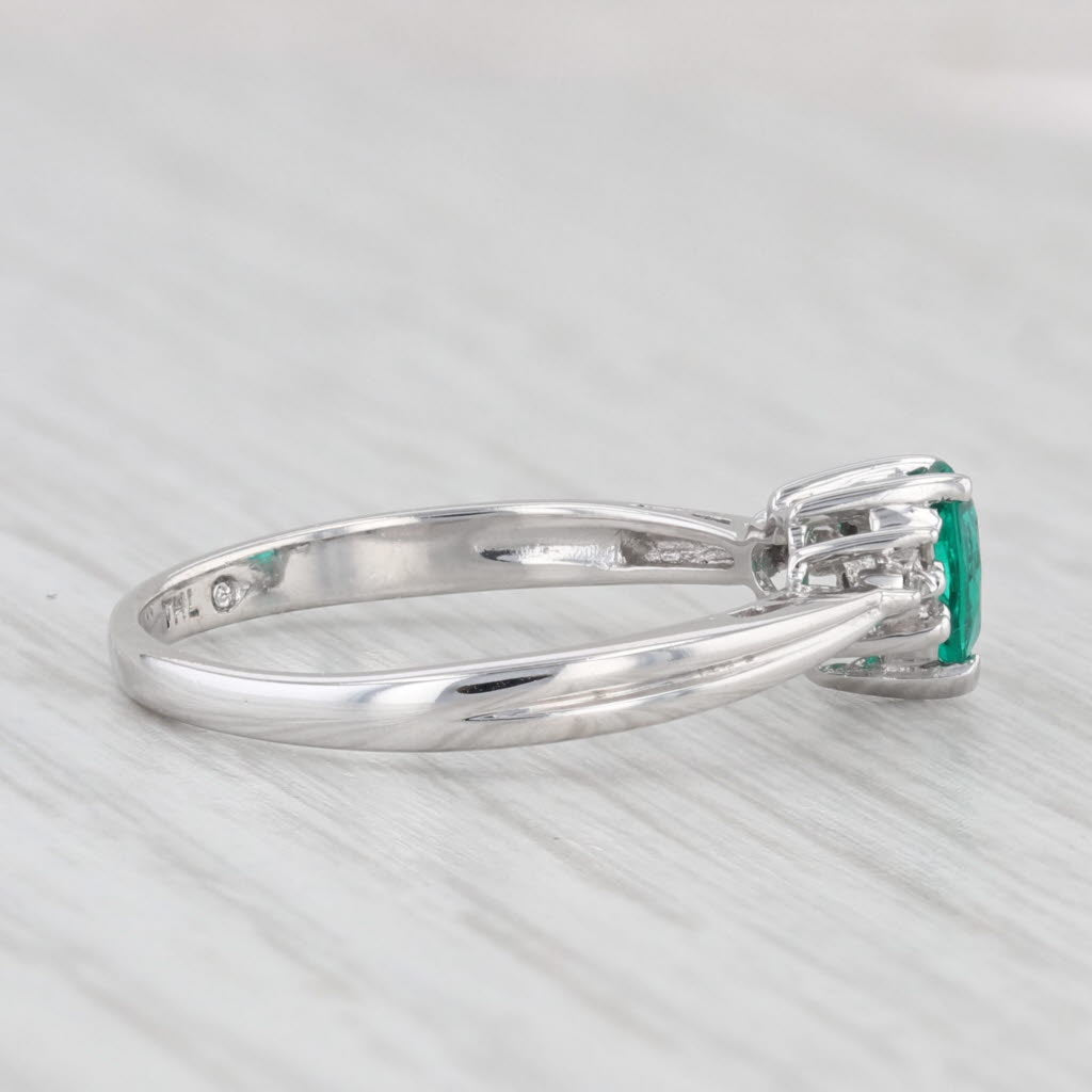 Light Gray 0.38ctw Pear Lab Created Emerald Diamond Ring 14k White Gold Size 7 Engagement