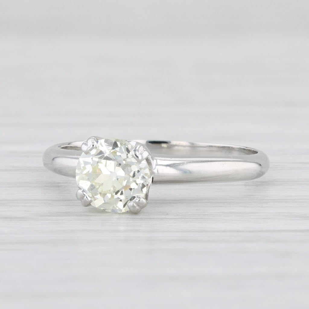 Light Gray Vintage 0.84ctw Round Diamond Engagement Ring 900 Platinum Size 5.5