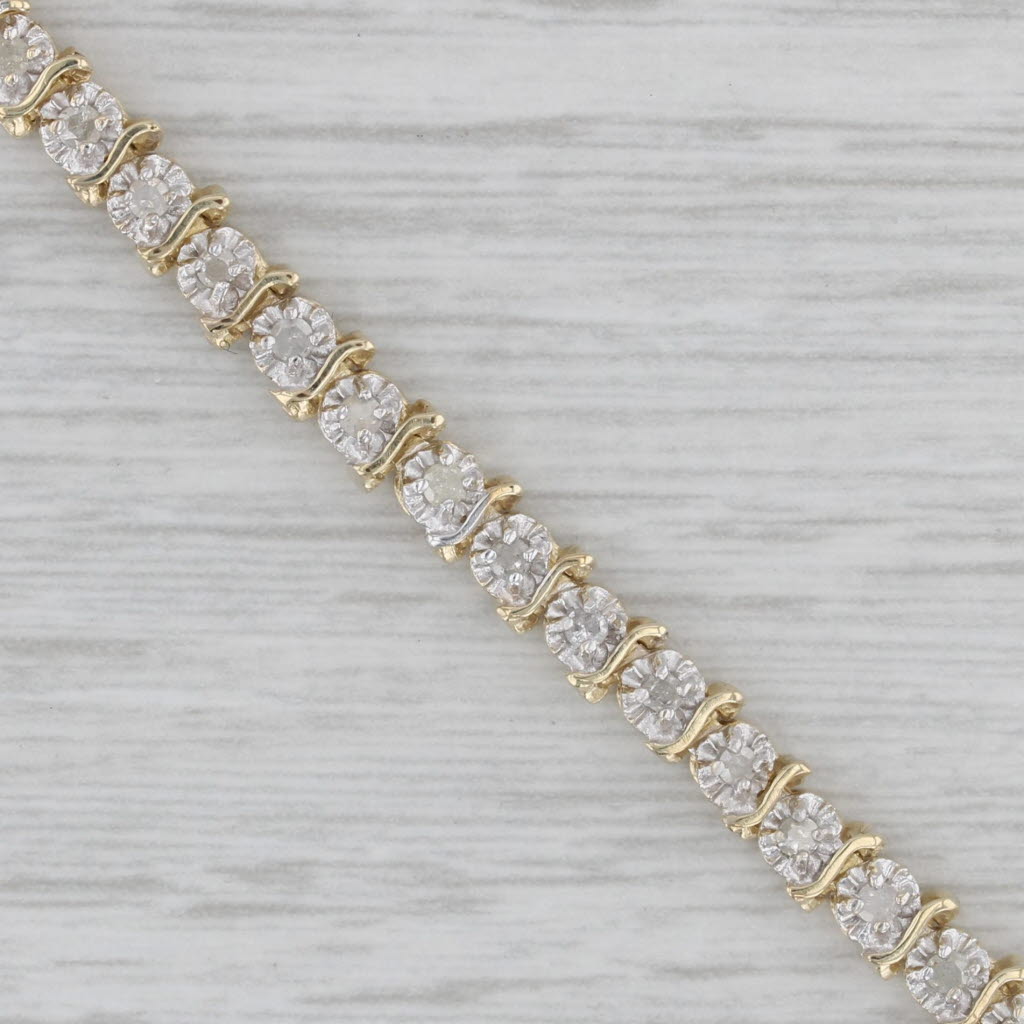Gray 0.60ctw Diamond Tennis Bracelet 10k Yellow Gold 7.25" 4.3mm