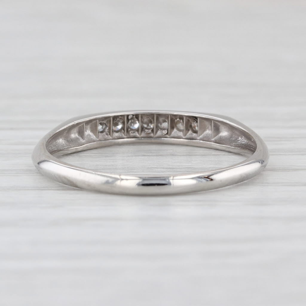 Antique 0.12ctw Diamond Wedding Band Stackable Platinum Ring Size 9 As Is