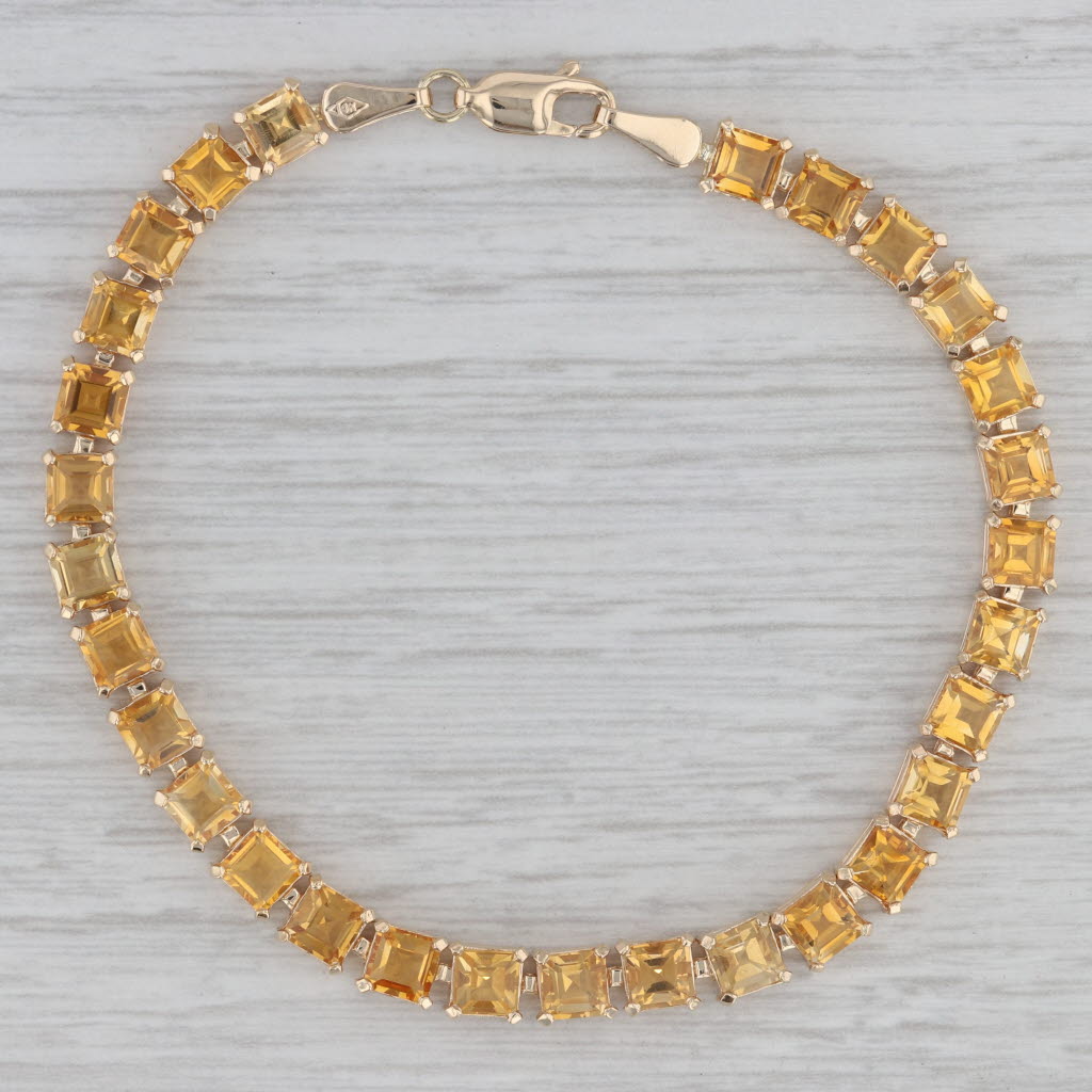 Gray 9ctw Orange Citrine 14k Yellow Gold Tennis Bracelet 7.5"