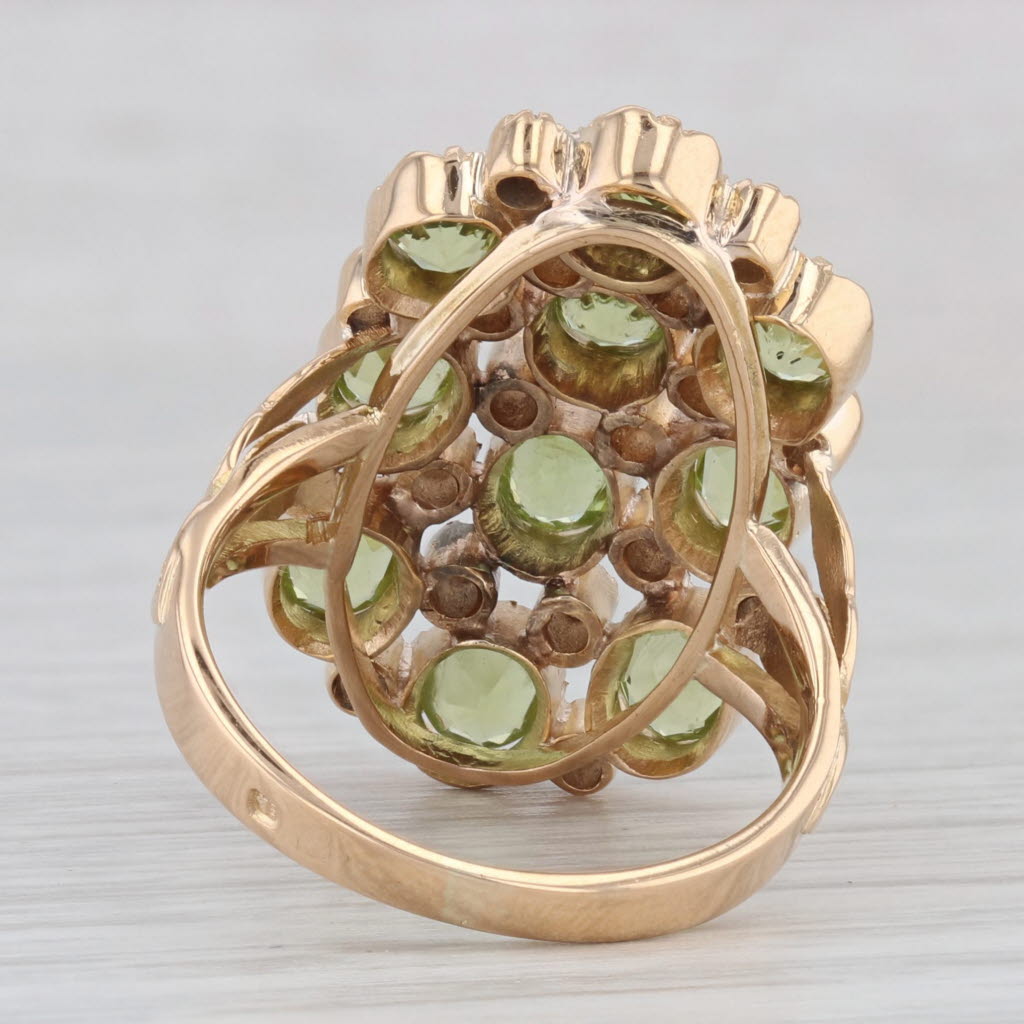 Light Gray 2.10ctw Peridot Diamond Cluster Cocktail Ring 800 Gold Size 6.25