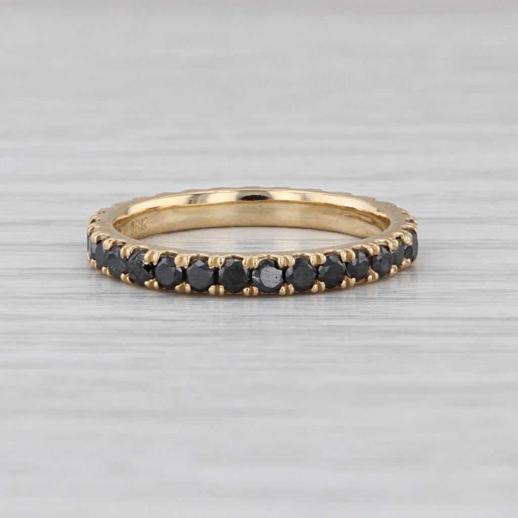 0.55ctw Black Diamond Eterntiy Band 18k Yellow Gold Size 5 Stakable Wedding Ring