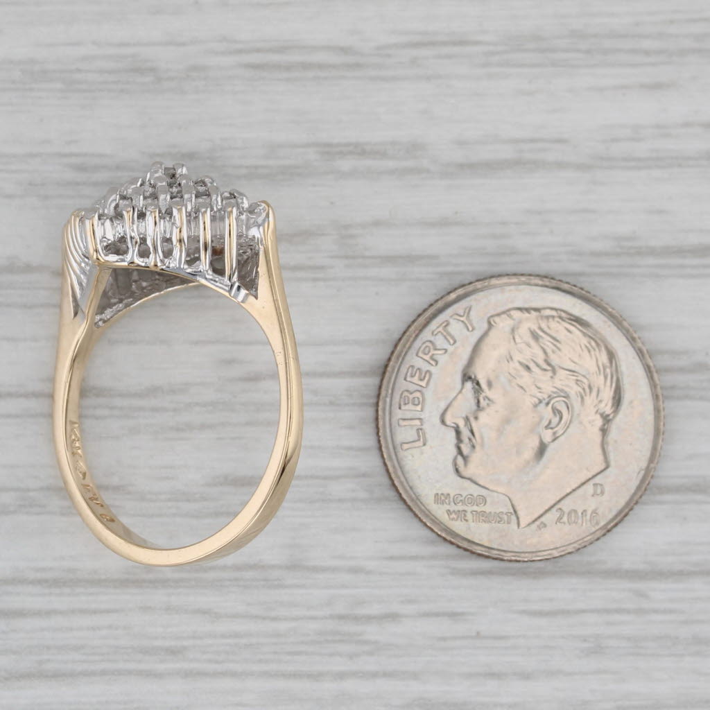 Gray 0.50ctw Diamond Cluster Ring 14k White Yellow Gold Size 6