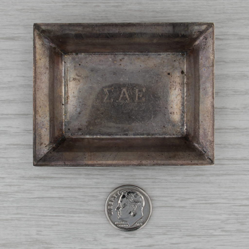 Sigma Alpha Eta Fraternity Match Box Holder Tray Vintage Stieff Sterling Silver