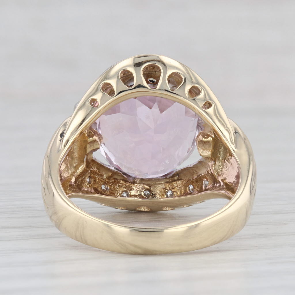 Light Gray 11.37ctw Kunzite Portuguese Cut Oval 14k Yellow Gold Ring Size 8.75
