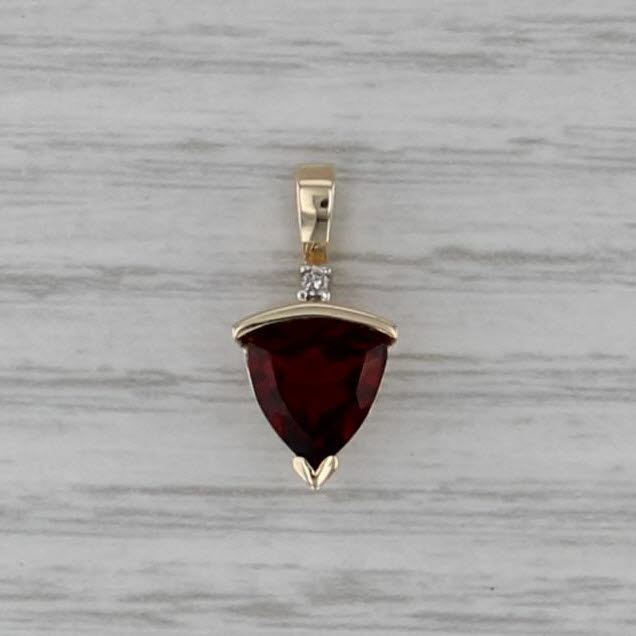 1.50ctw Garnet Diamond Pendant 10k Yellow Gold Small Drop
