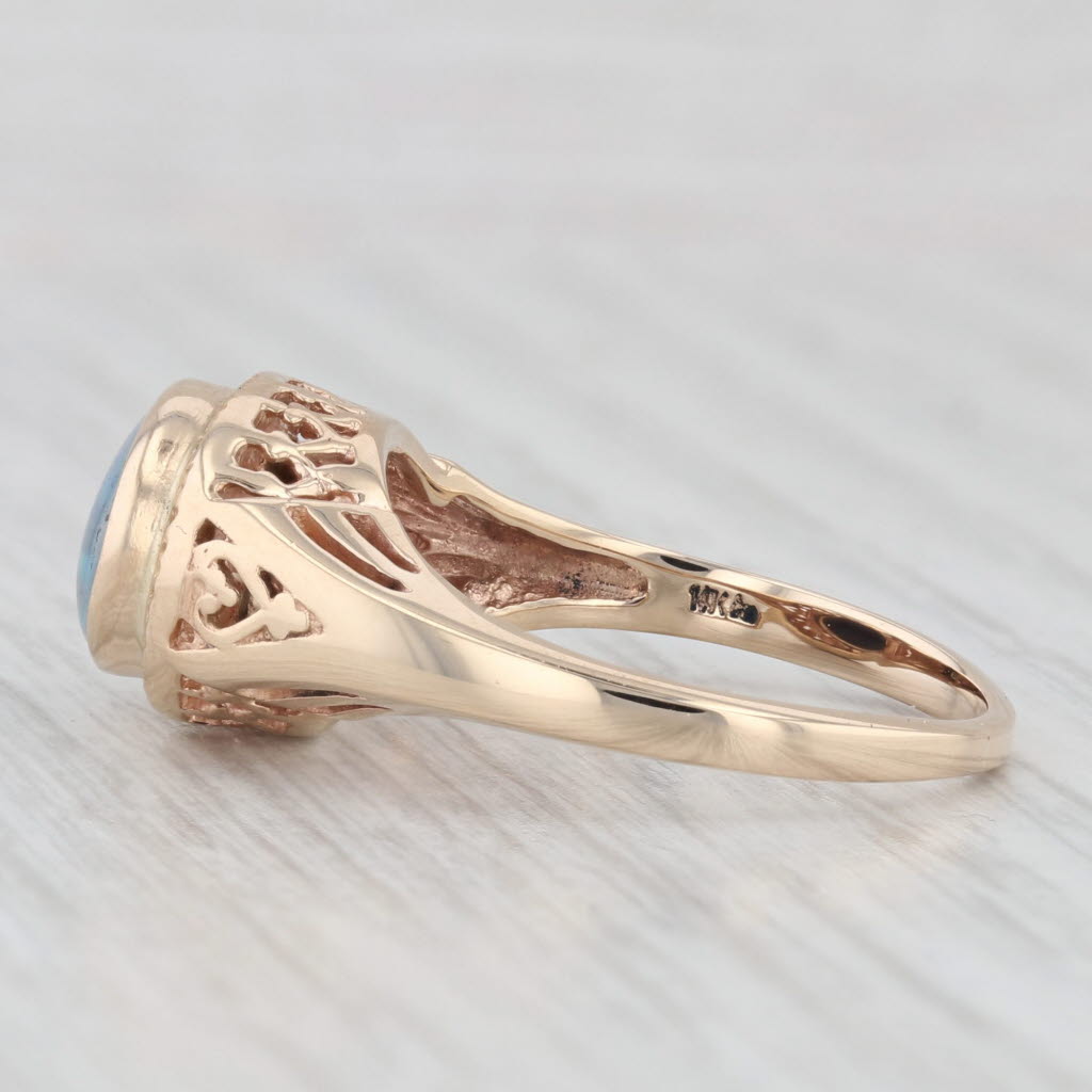 Light Gray Vintage Church & Co Colorful Opal Triplet Solitaire Ring 14k Yellow Gold Size 8