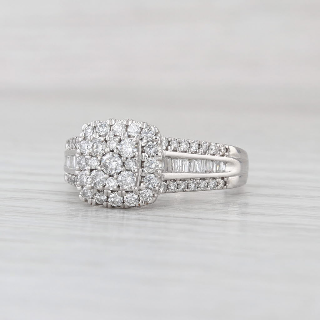 1.13ctw Diamond Cluster Halo Engagement Ring 10k White Gold Size 8.5