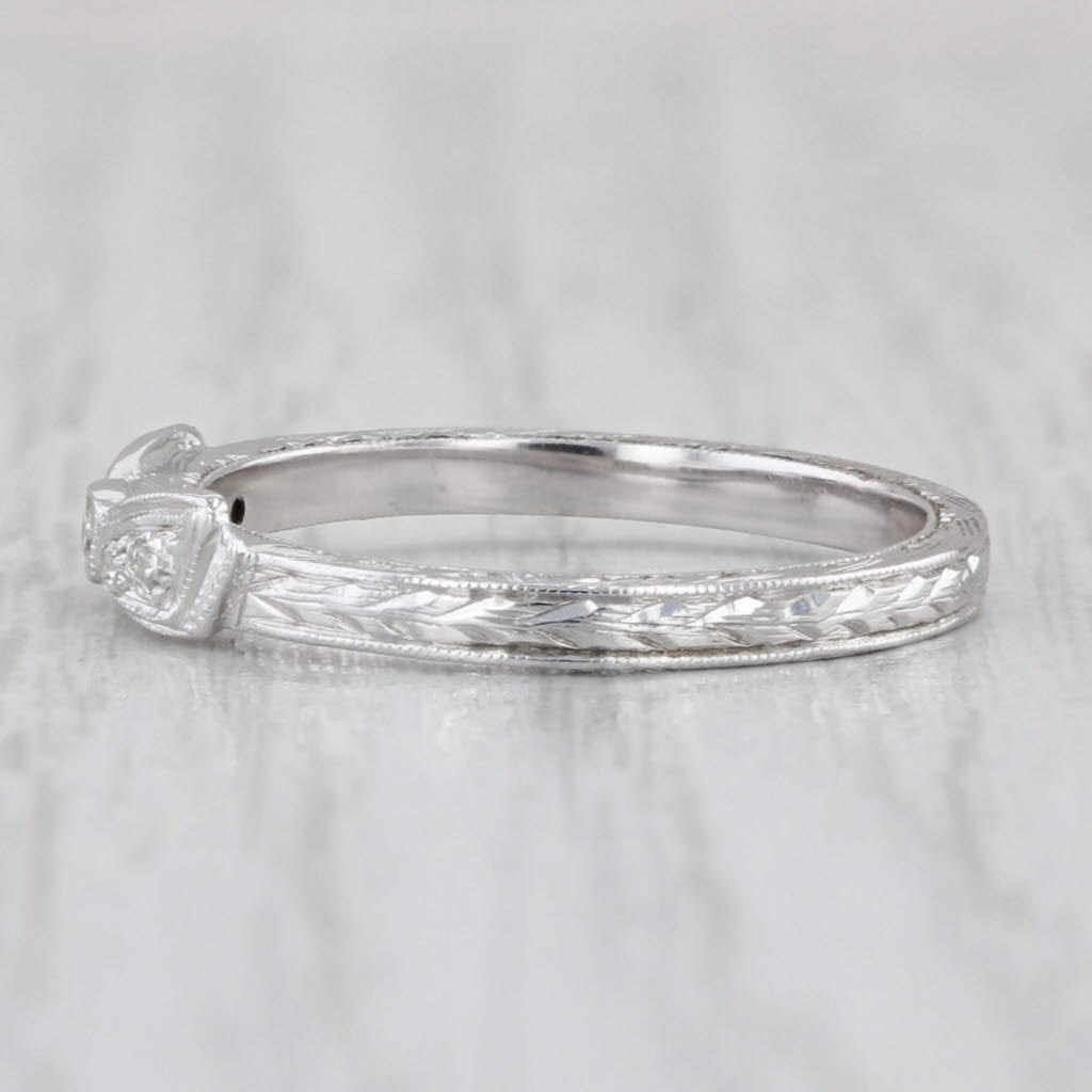 Diamond Bow Ring 18k White Gold Size 6 Stackable Wedding Band