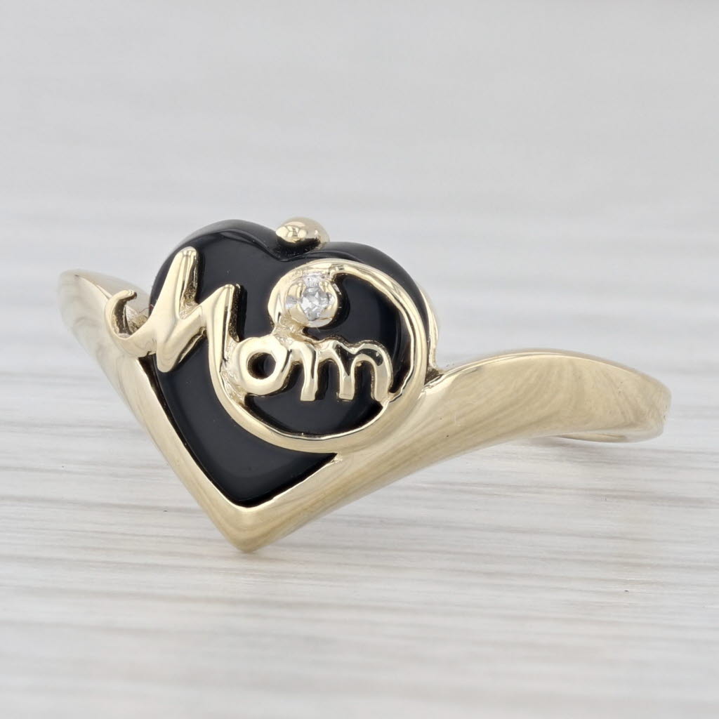 10kt offers Onyx and diamond mom ring