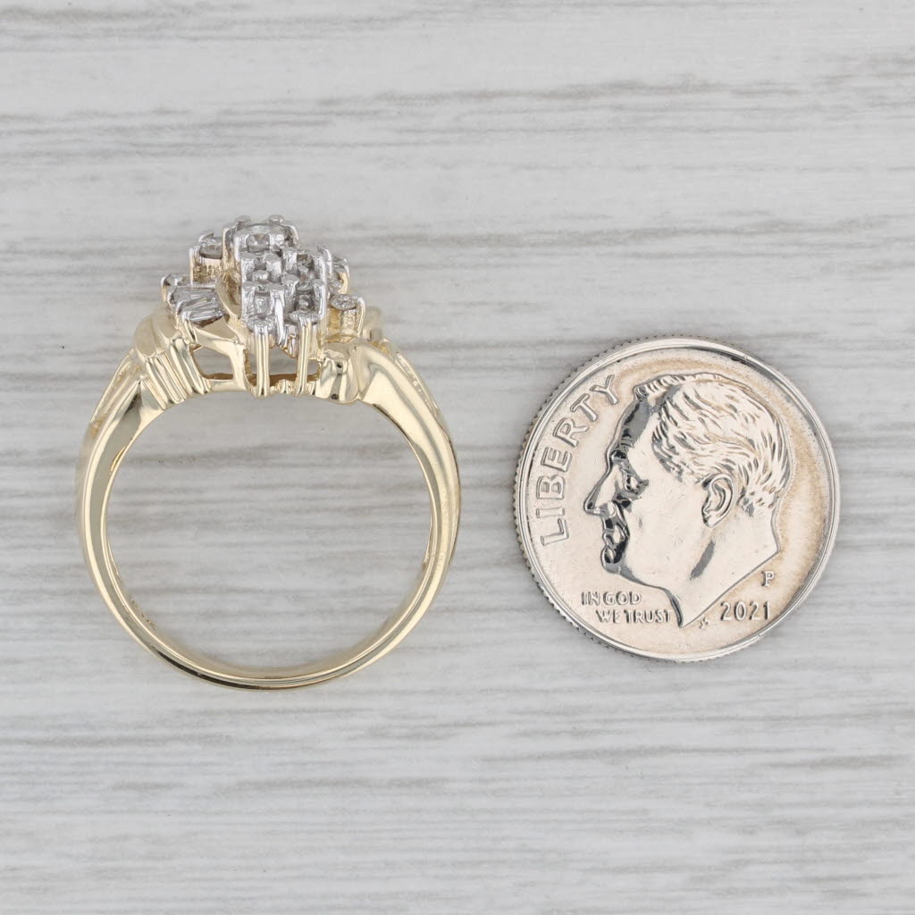 Gray 0.47ctw Diamond Cluster Ring 10k Yellow Gold Size 7