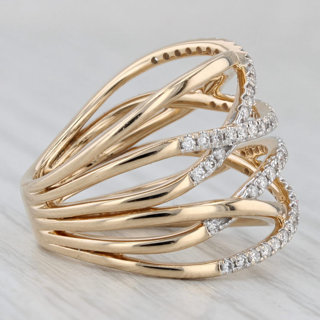 Gray Cardow 0.75ctw Diamond Crossover Ring 14k Yellow Gold Size 7 Cocktail
