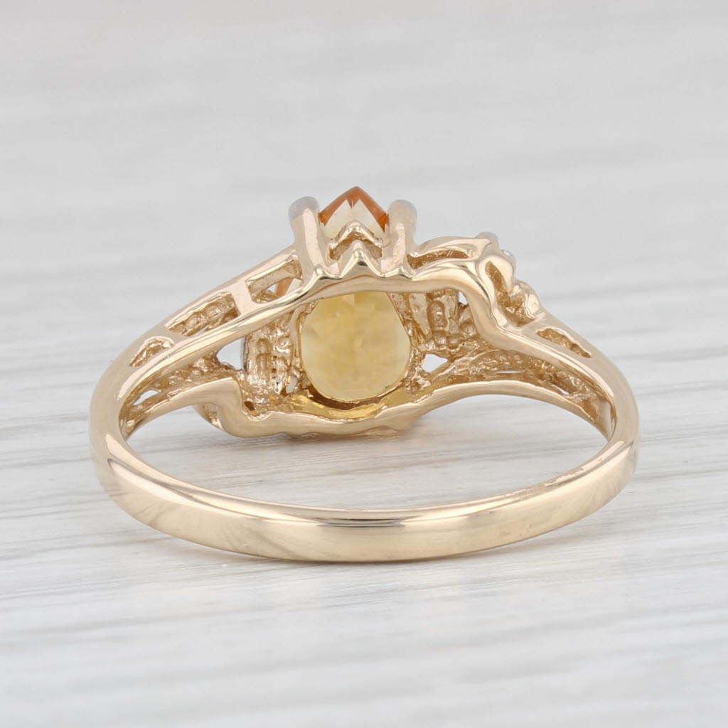 Light Gray 1ct Pear Citrine Solitaire Ring 10k Yellow Gold Size 7 Diamond Accents