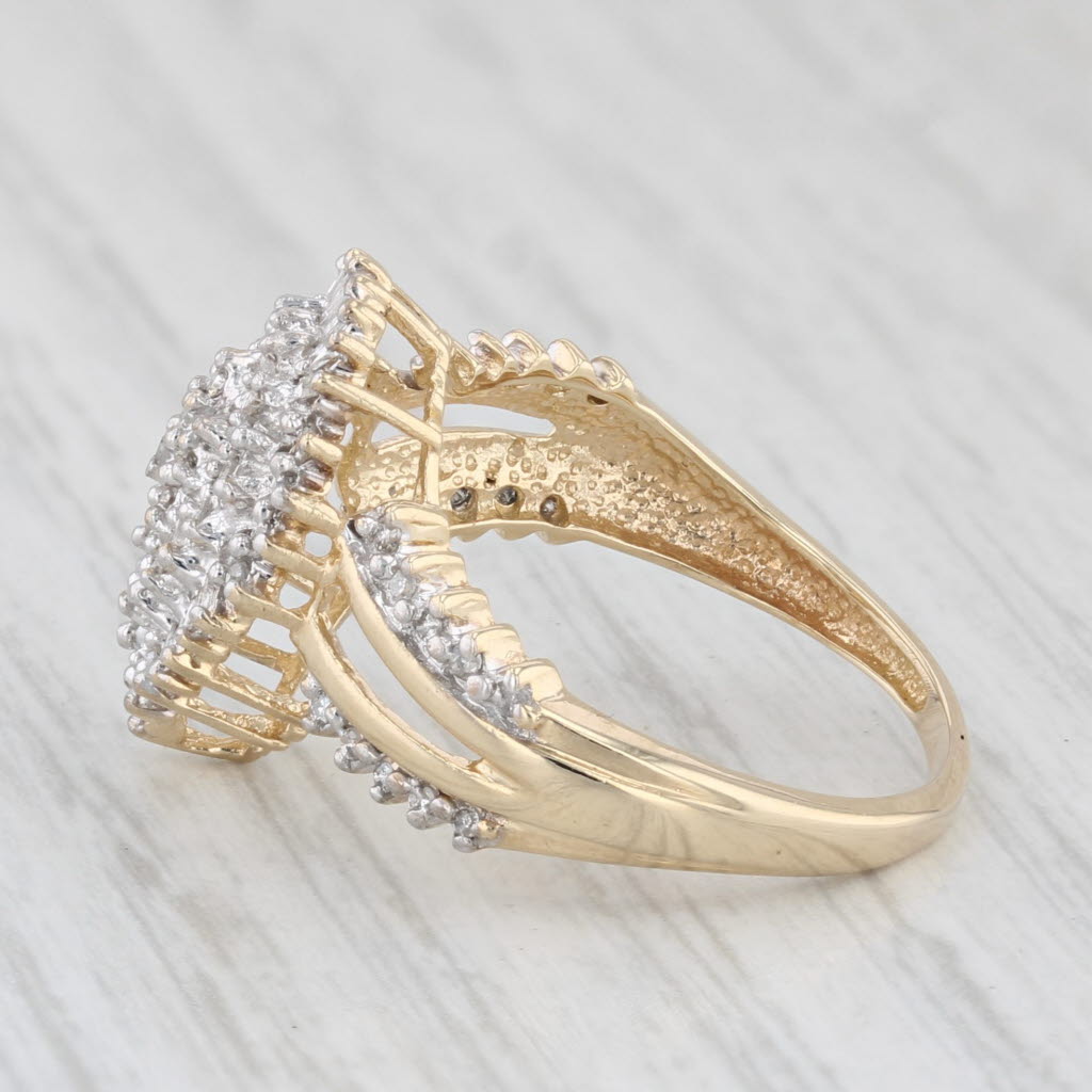 Light Gray 0.26ctw Diamond Cluster Teardrop Ring 10k Yellow Gold Size 6.25