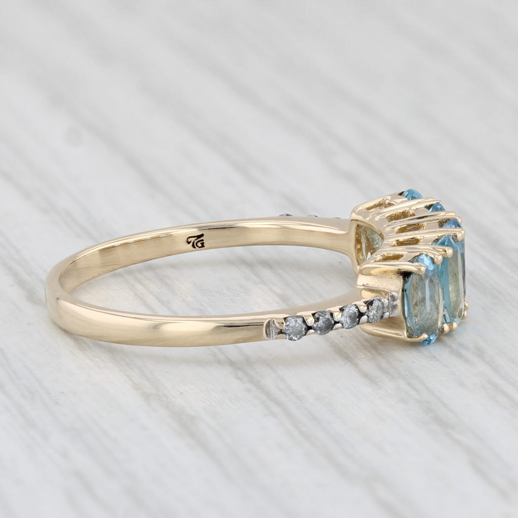 Light Gray 1.04ctw Aquamarine Diamond Ring 14k Yellow Gold Size 7