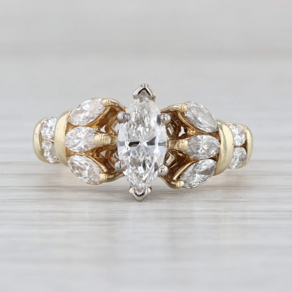1.18ctw Marquise Diamond Engagement Ring 14k Yellow Gold Size 6.25