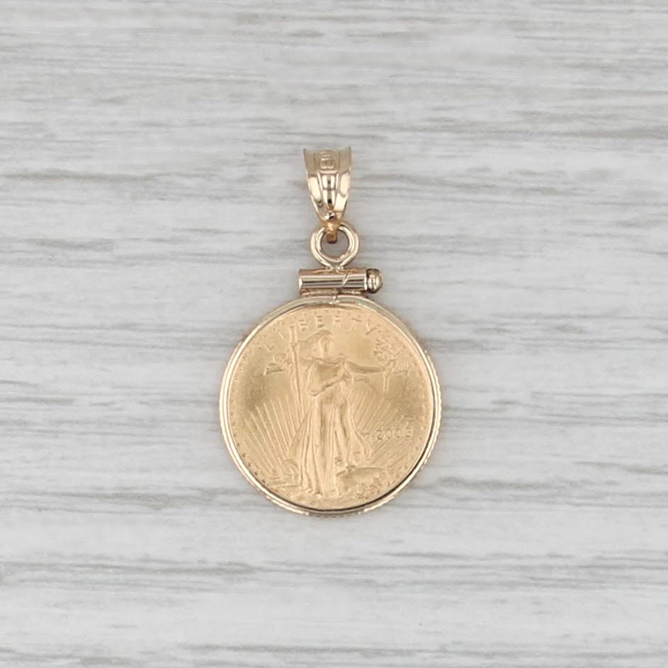 American Gold Eagle Coin Pendant 2003 1/10 oz 14k 22k Walking Liberty