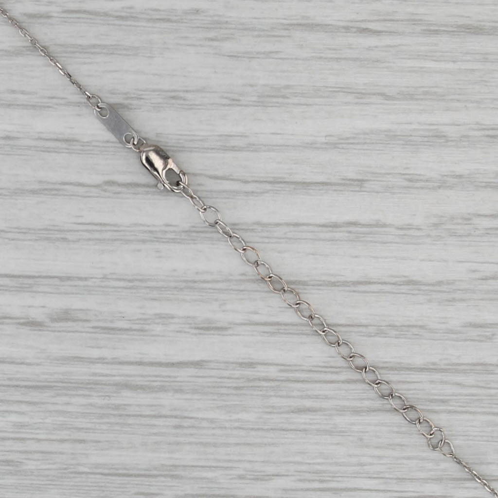 0.18ctw Small Diamond Cluster Pendant Necklace 10k White Gold 16-18" Cable Chain